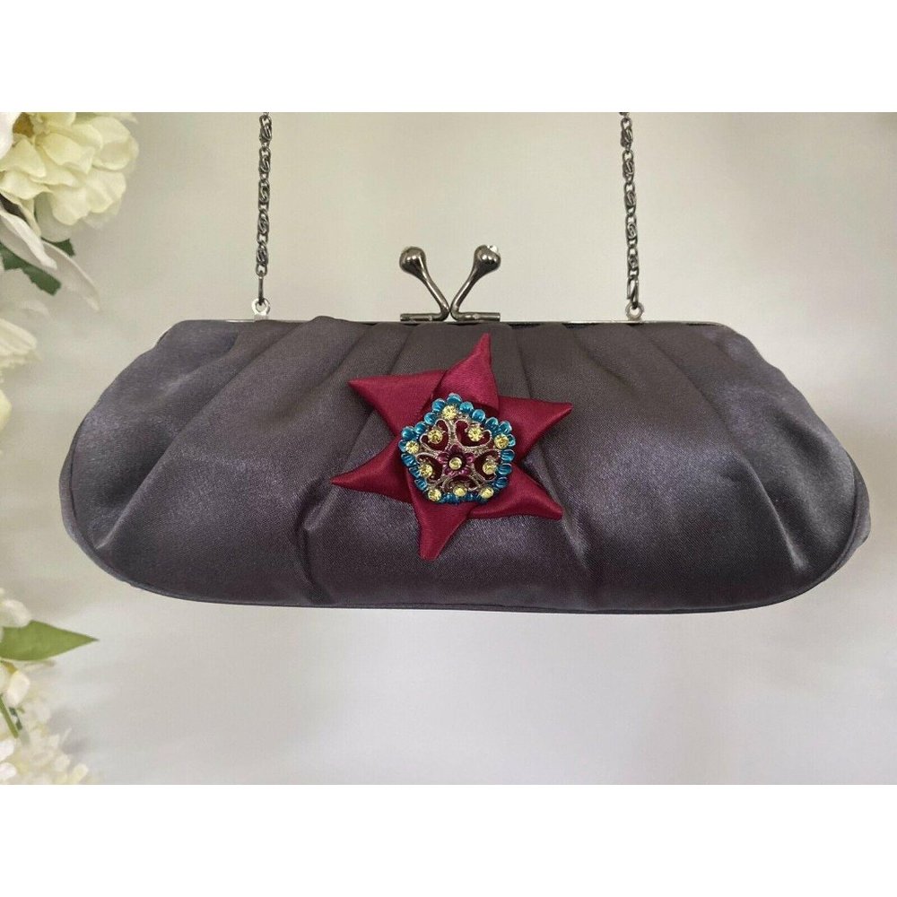 Vintage Gray Satin Evening Bag Jessica Mc Clintock‎